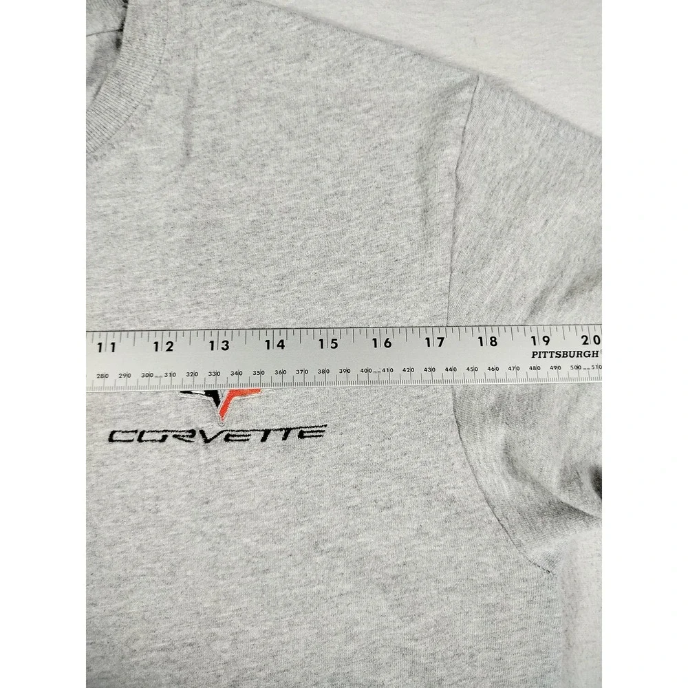 Gildan Corvette Shirt Mens Medium Gray Graphic Tee Chevy Sports Car Automotive